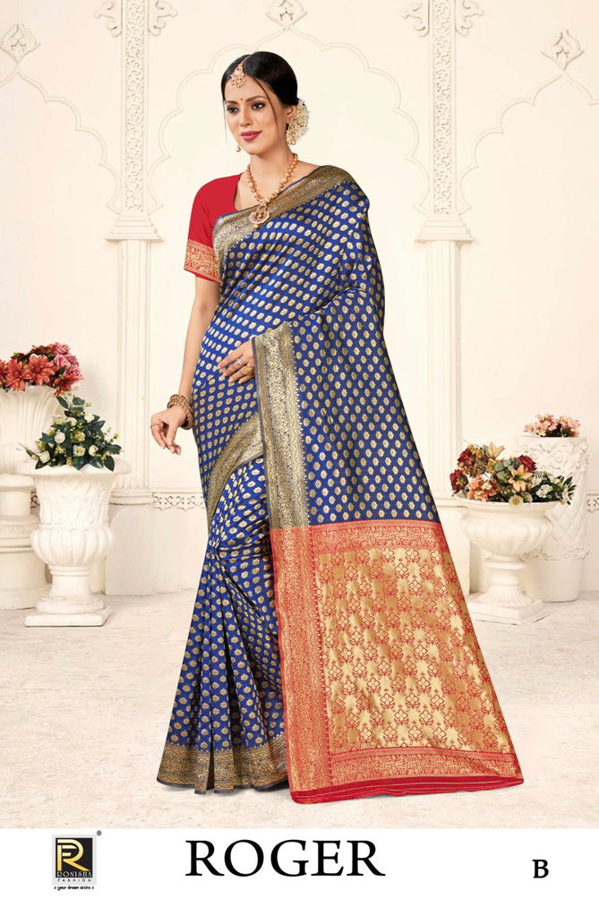 Roger By Ronisha Banarasi Silk Designer Wholesale Saree in India
